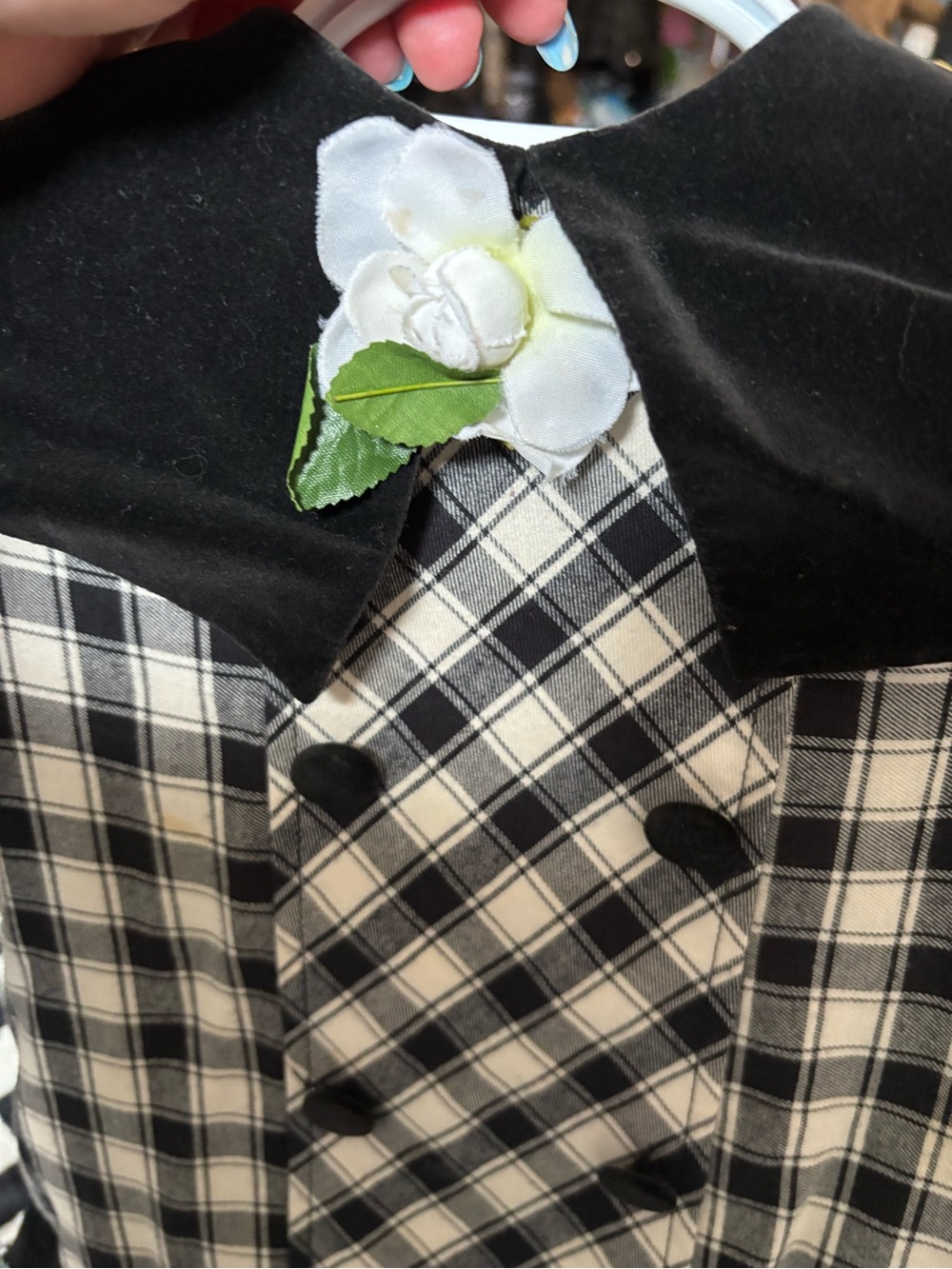 Size 8 vintage black and white plaid dress - Picture 2 of 3